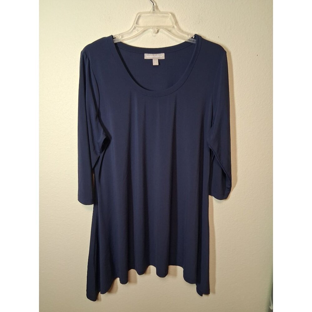 Woman Within Business Casual Dress Blouse Office Professional Top Blue Sz 14/16